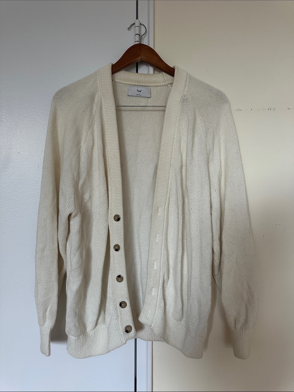 TNA Bastion oversized cream cardigan